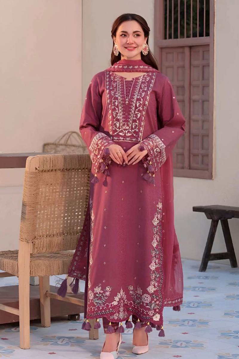 Lawn-3PC Embroidered Shirt with Chiffon Embroidered Dupatta- 5064