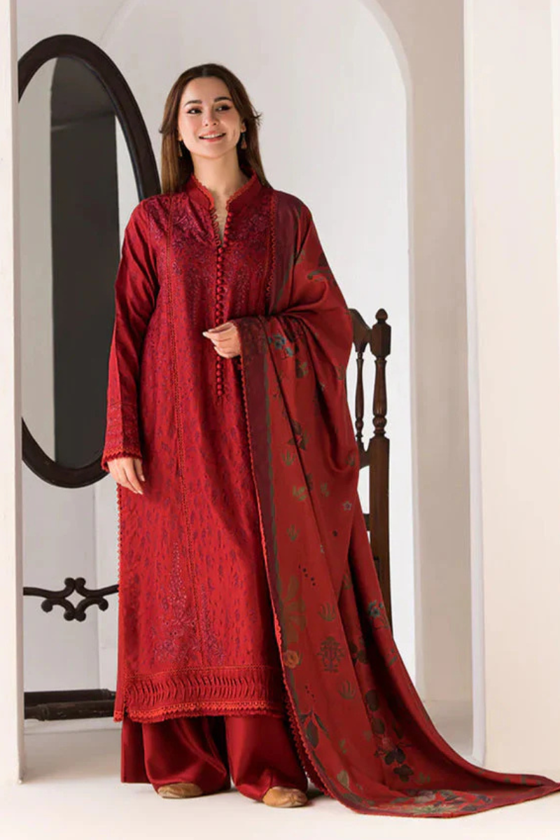 3PC LAWN EMBROIDERED SHIRT WITH DIGITAL PRINTED JACQUARD DUPATTA-5005