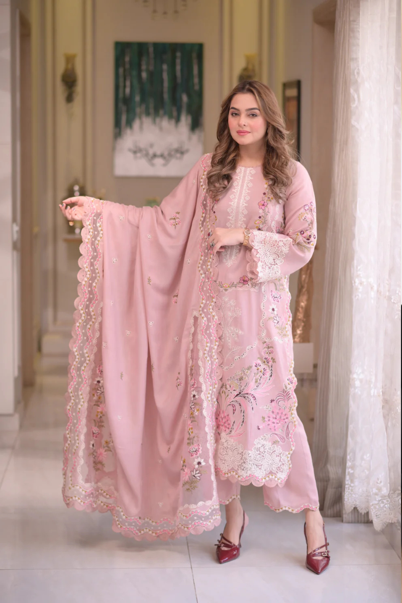 Lawn-3PC Embroidered Shirt With Embroidered Cotton Viscose Dupatta-5107