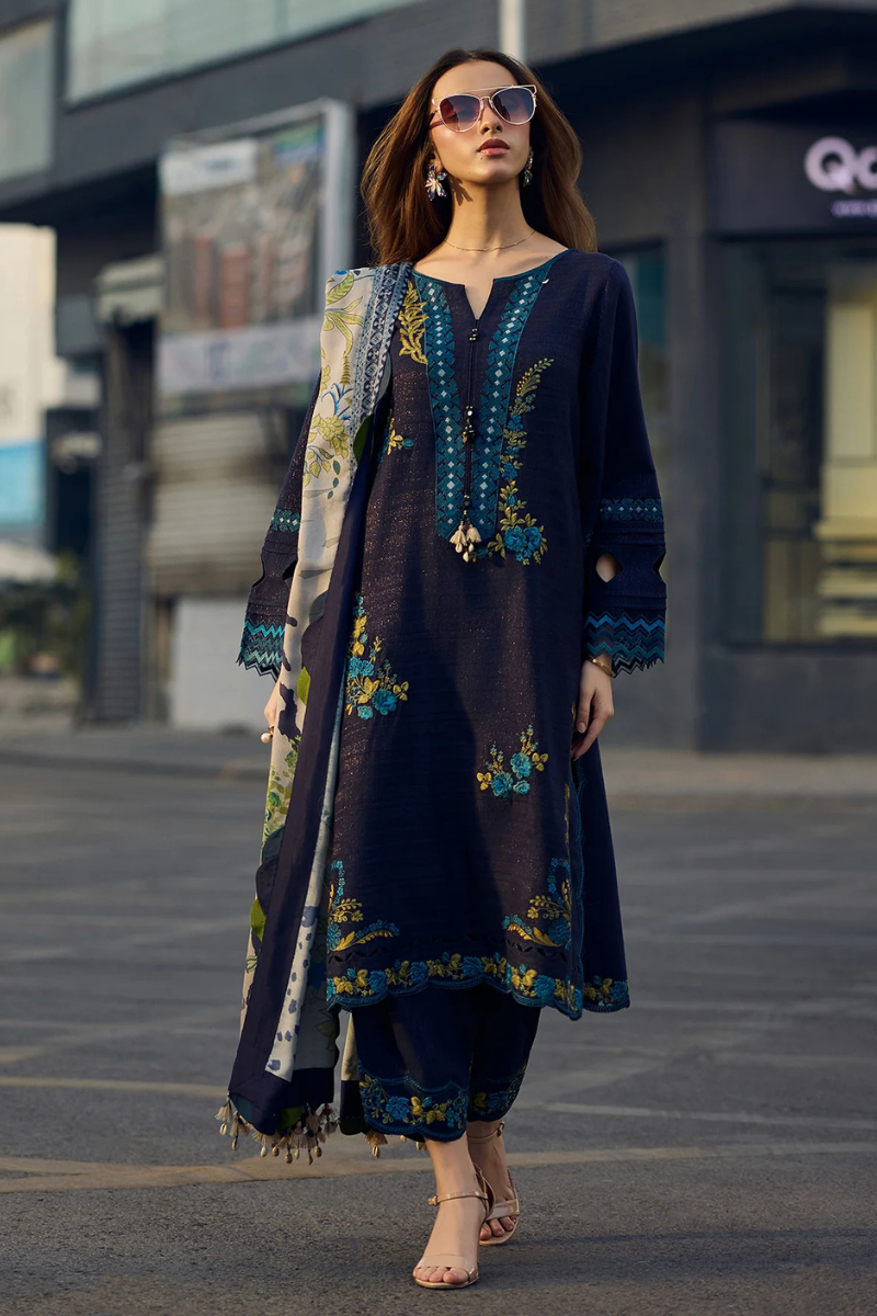 3PC Lawn Embroidered Shirt With Digital Printed Jacquard Dupatta- 5037