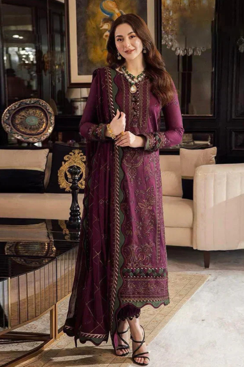 Lawn 3PC Embroidered With Chiffon Embroidered Dupatta- 5015