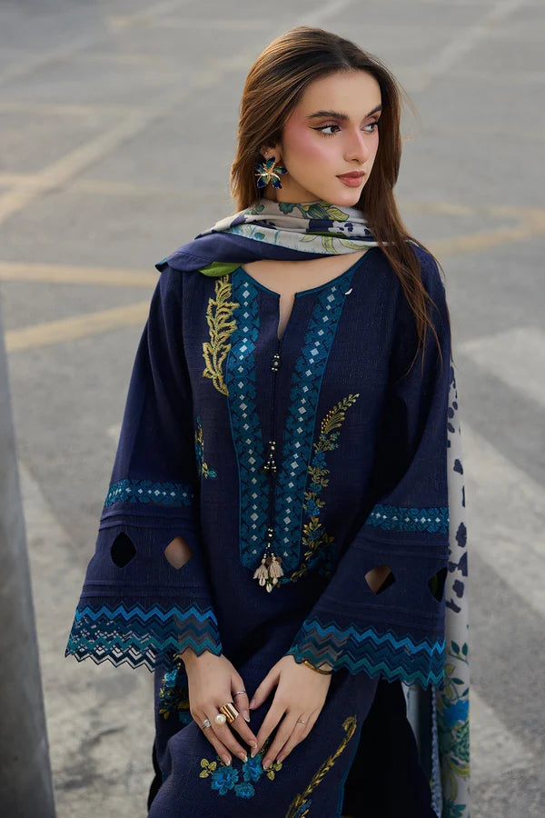 3PC Lawn Embroidered Shirt With Digital Printed Jacquard Dupatta- 5037